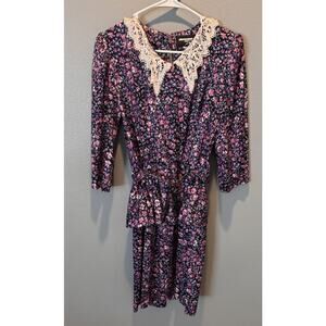 Vintage Whirlaway Women's Floral Lace Collared Dress Size 10P